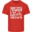 Cycling I Wonder If My Bike Bicycle Cyclist Mens Cotton T-Shirt Tee Top Red