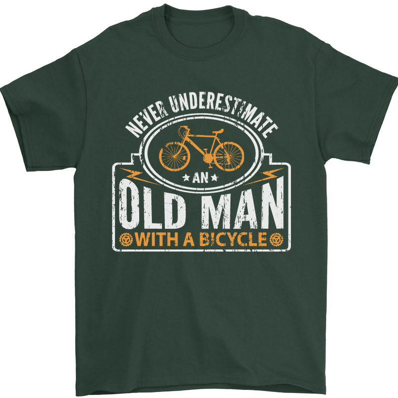 Cycling Old Man Cyclist Funny Bicycle Mens T-Shirt Cotton Gildan Forest Green