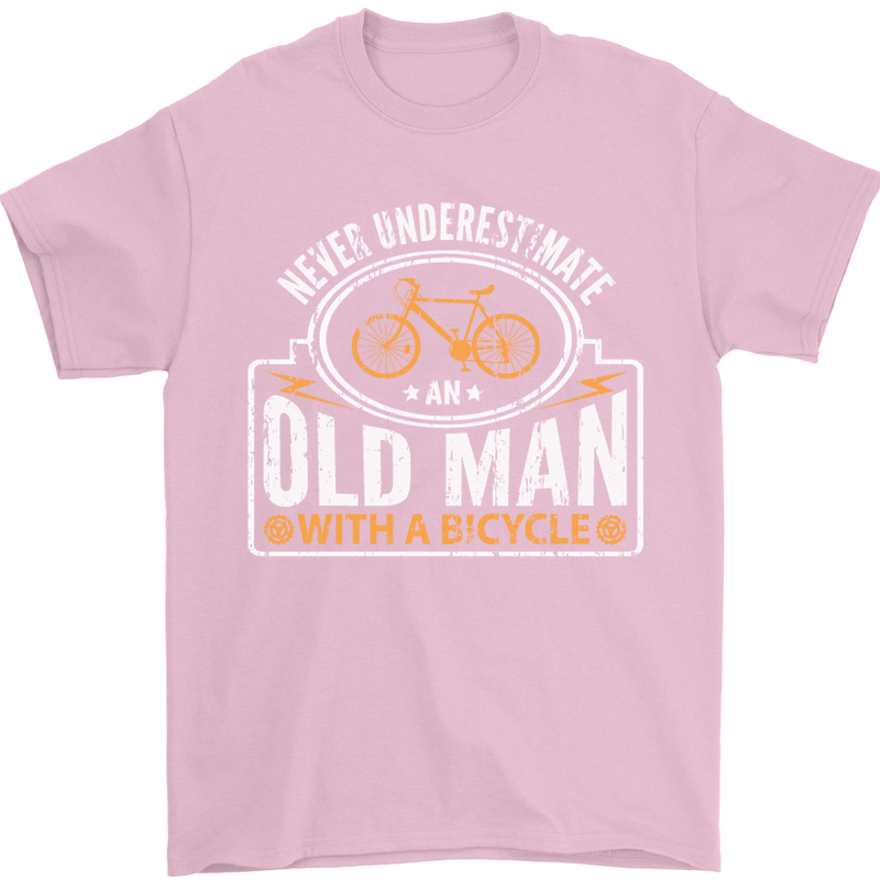 Cycling Old Man Cyclist Funny Bicycle Mens T-Shirt Cotton Gildan Light Pink