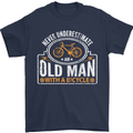 Cycling Old Man Cyclist Funny Bicycle Mens T-Shirt Cotton Gildan Navy Blue
