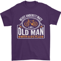 Cycling Old Man Cyclist Funny Bicycle Mens T-Shirt Cotton Gildan Purple