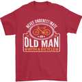 Cycling Old Man Cyclist Funny Bicycle Mens T-Shirt Cotton Gildan Red