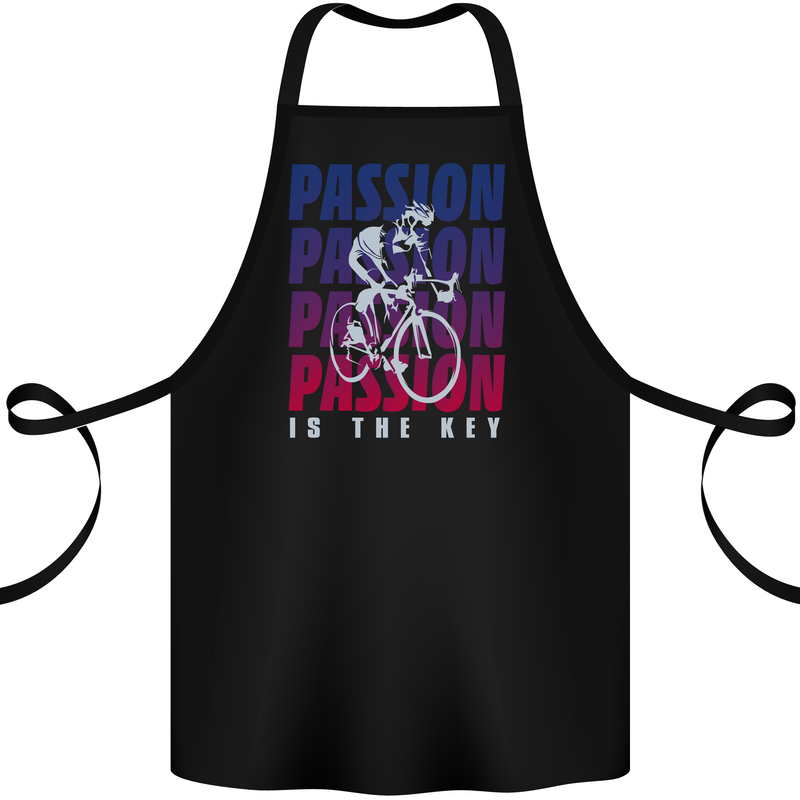 Cycling Passion Is the Key Cyclist Funny Cotton Apron 100% Organic Black