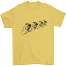 Cycling Peloton Cyclist Bicycle Mens T-Shirt Cotton Gildan Yellow