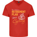 Cycling Retirement Plan Cyclist Funny Mens V-Neck Cotton T-Shirt Red