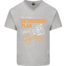 Cycling Retirement Plan Cyclist Funny Mens V-Neck Cotton T-Shirt Sports Grey