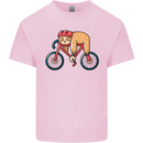 Cycling Sleeping Sloth Bicycle Cyclist Kids T-Shirt Childrens Light Pink