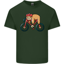 Cycling Sleeping Sloth Bicycle Cyclist Mens Cotton T-Shirt Tee Top Forest Green