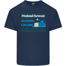 Cycling Weekend Forecast Funny Beer Alcohol Mens Cotton T-Shirt Tee Top Navy Blue