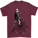 Cycling a Frog Riding a Penny Farthing Mens T-Shirt Cotton Gildan Maroon