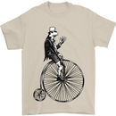 Cycling a Frog Riding a Penny Farthing Mens T-Shirt Cotton Gildan Sand