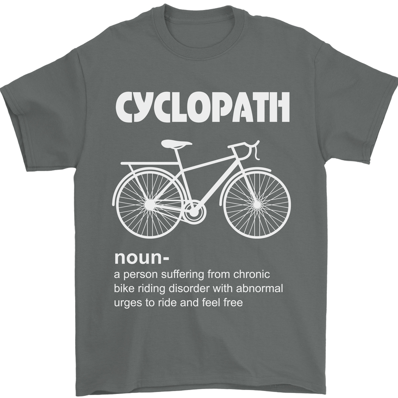 Cyclopath Funny Cycling Bicycle Cyclist Mens T-Shirt Cotton Gildan Charcoal