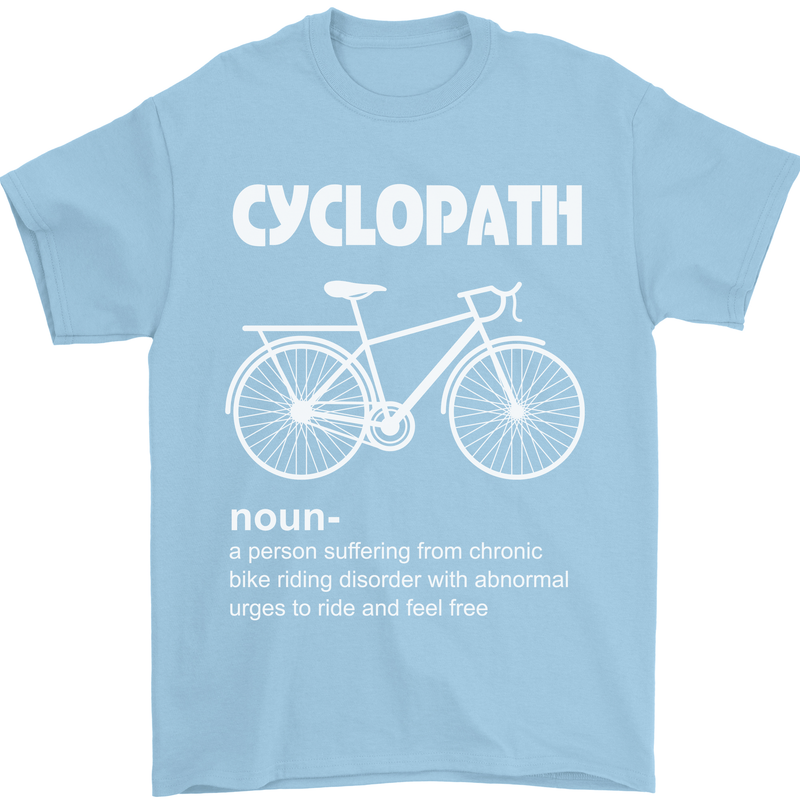 Cyclopath Funny Cycling Bicycle Cyclist Mens T-Shirt Cotton Gildan Light Blue