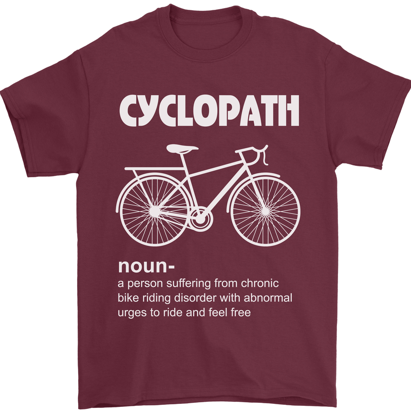 Cyclopath Funny Cycling Bicycle Cyclist Mens T-Shirt Cotton Gildan Maroon