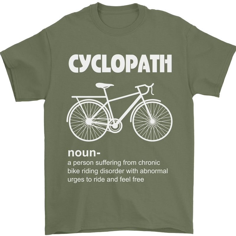 Cyclopath Funny Cycling Bicycle Cyclist Mens T-Shirt Cotton Gildan Military Green