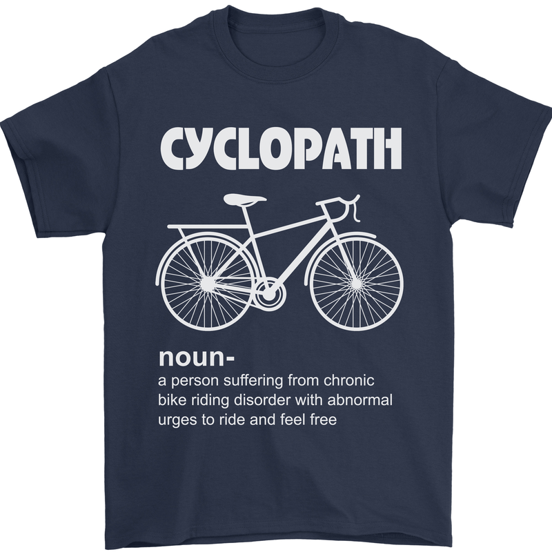 Cyclopath Funny Cycling Bicycle Cyclist Mens T-Shirt Cotton Gildan Navy Blue