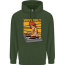 DJ Decks Vinyl Only Funny DJing Turntable Mens 80% Cotton Hoodie Forest Green
