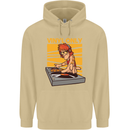 DJ Decks Vinyl Only Funny DJing Turntable Mens 80% Cotton Hoodie Sand
