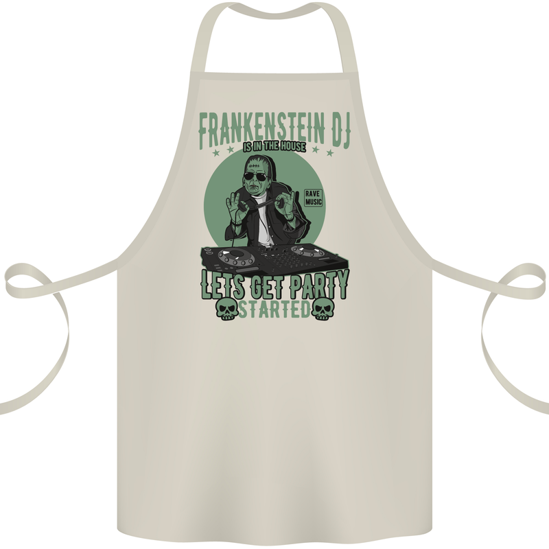 DJ Frankenstein Funny Music Vinyl Halloween Cotton Apron 100% Organic Natural