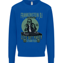 DJ Frankenstein Funny Music Vinyl Halloween Kids Sweatshirt Jumper Royal Blue