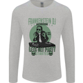 DJ Frankenstein Funny Music Vinyl Halloween Mens Long Sleeve T-Shirt Sports Grey