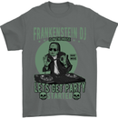 DJ Frankenstein Funny Music Vinyl Halloween Mens T-Shirt Cotton Gildan Charcoal