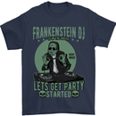 DJ Frankenstein Funny Music Vinyl Halloween Mens T-Shirt Cotton Gildan Navy Blue