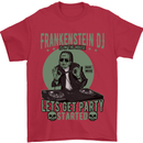 DJ Frankenstein Funny Music Vinyl Halloween Mens T-Shirt Cotton Gildan Red