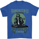 DJ Frankenstein Funny Music Vinyl Halloween Mens T-Shirt Cotton Gildan Royal Blue