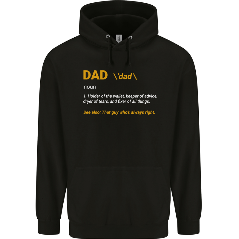 Dad Definition Funny Fathers Day Daddy Mens 80% Cotton Hoodie Black