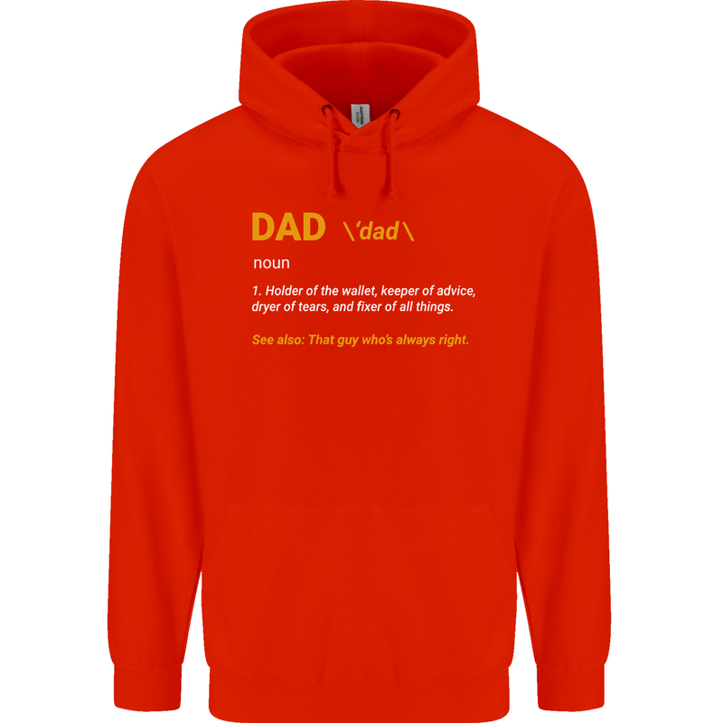 Dad Definition Funny Fathers Day Daddy Mens 80% Cotton Hoodie Bright Red