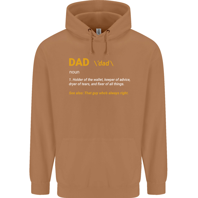 Dad Definition Funny Fathers Day Daddy Mens 80% Cotton Hoodie Caramel Latte