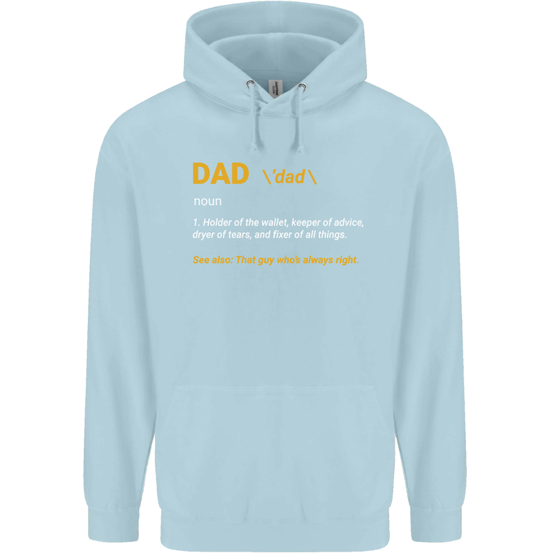 Dad Definition Funny Fathers Day Daddy Mens 80% Cotton Hoodie Light Blue