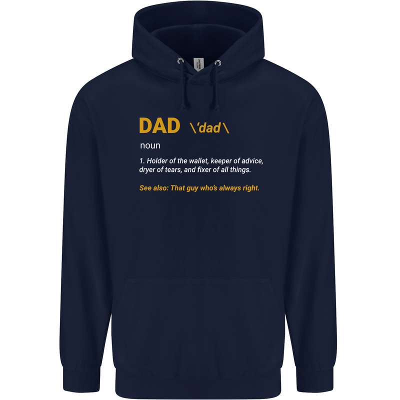 Dad Definition Funny Fathers Day Daddy Mens 80% Cotton Hoodie Navy Blue