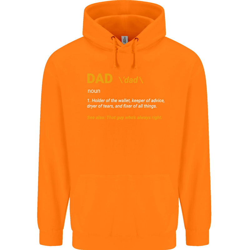 Dad Definition Funny Fathers Day Daddy Mens 80% Cotton Hoodie Orange