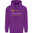 Dad Definition Funny Fathers Day Daddy Mens 80% Cotton Hoodie Purple