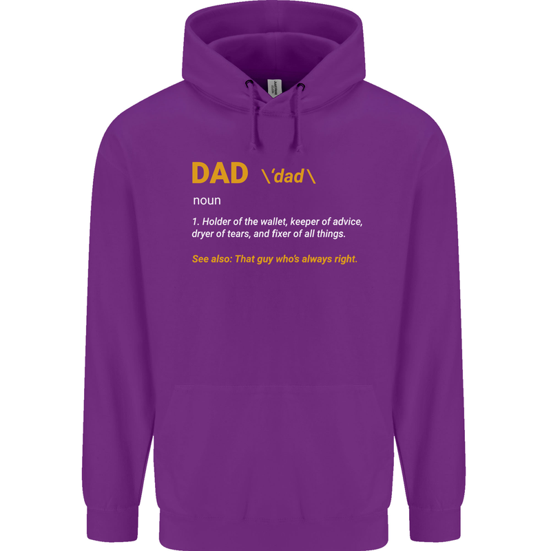Dad Definition Funny Fathers Day Daddy Mens 80% Cotton Hoodie Purple