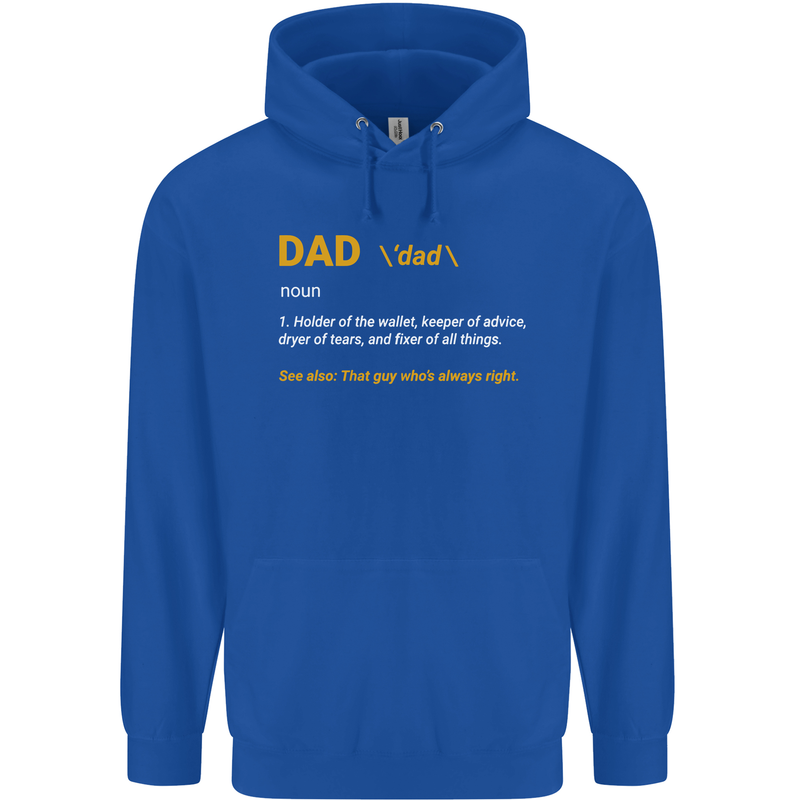 Dad Definition Funny Fathers Day Daddy Mens 80% Cotton Hoodie Royal Blue