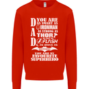 Dad My Favourite Superhero Father's Day Mens Sweatshirt Jumper Bright Red