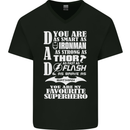 Dad My Favourite Superhero Father's Day Mens V-Neck Cotton T-Shirt Black