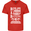 Dad My Favourite Superhero Father's Day Mens V-Neck Cotton T-Shirt Red