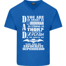 Dad My Favourite Superhero Father's Day Mens V-Neck Cotton T-Shirt Royal Blue
