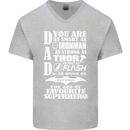 Dad My Favourite Superhero Father's Day Mens V-Neck Cotton T-Shirt Sports Grey