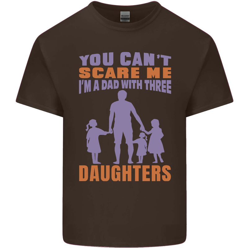 Dad With Three Daughters Funny Fathers Day Mens Cotton T-Shirt Tee Top Dark Chocolate