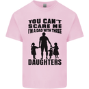 Dad With Three Daughters Funny Fathers Day Mens Cotton T-Shirt Tee Top Light Pink