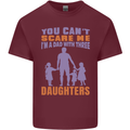 Dad With Three Daughters Funny Fathers Day Mens Cotton T-Shirt Tee Top Maroon