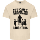 Dad With Three Daughters Funny Fathers Day Mens Cotton T-Shirt Tee Top Natural