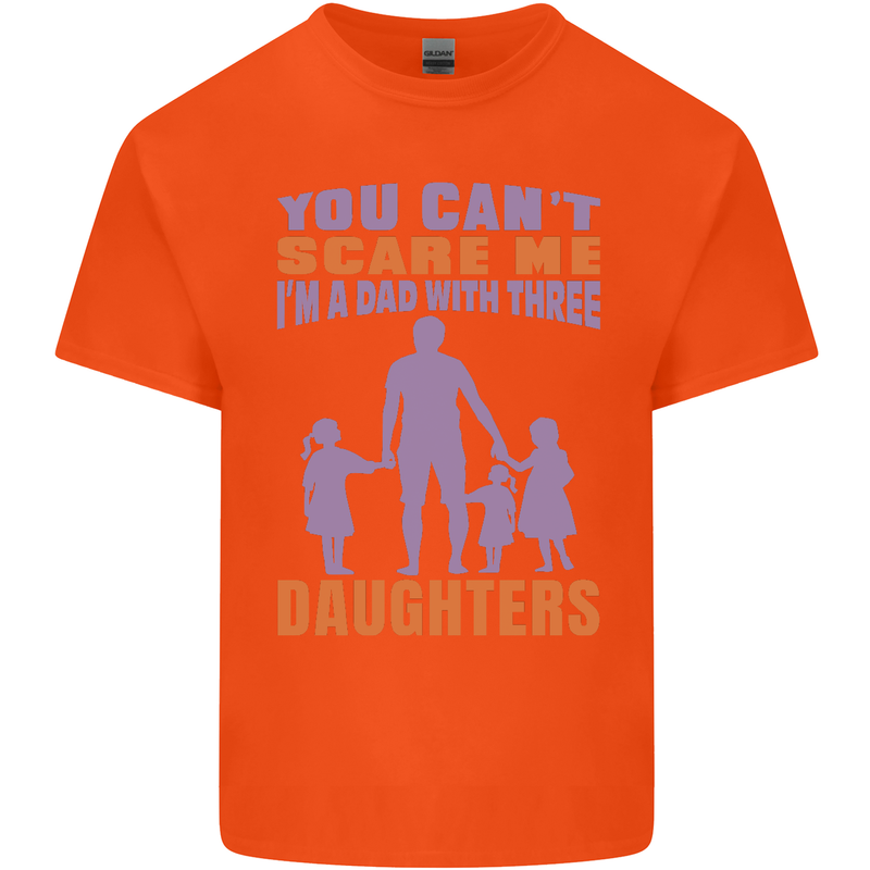 Dad With Three Daughters Funny Fathers Day Mens Cotton T-Shirt Tee Top Orange