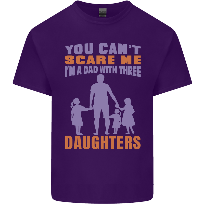 Dad With Three Daughters Funny Fathers Day Mens Cotton T-Shirt Tee Top Purple