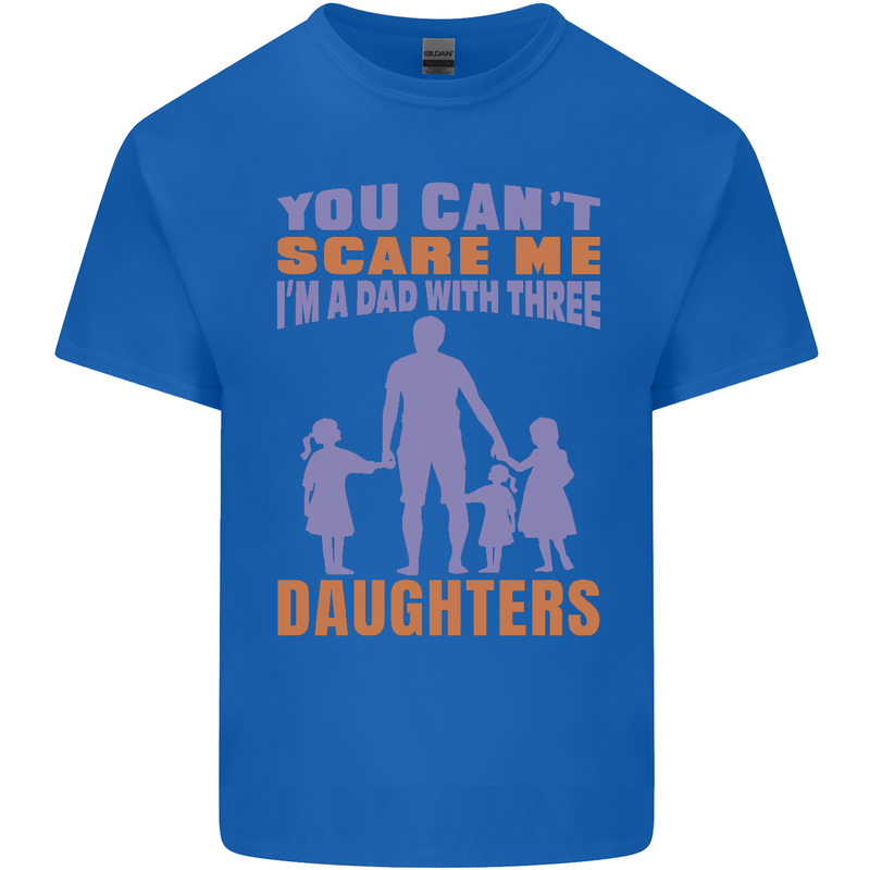 Dad With Three Daughters Funny Fathers Day Mens Cotton T-Shirt Tee Top Royal Blue